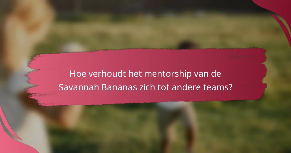 Hoe verhoudt het mentorship van de Savannah Bananas zich tot andere teams?