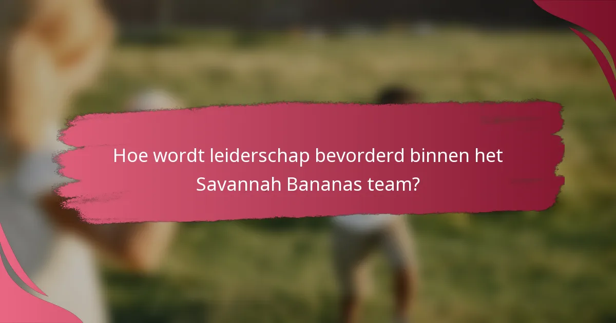 Hoe wordt leiderschap bevorderd binnen het Savannah Bananas team?