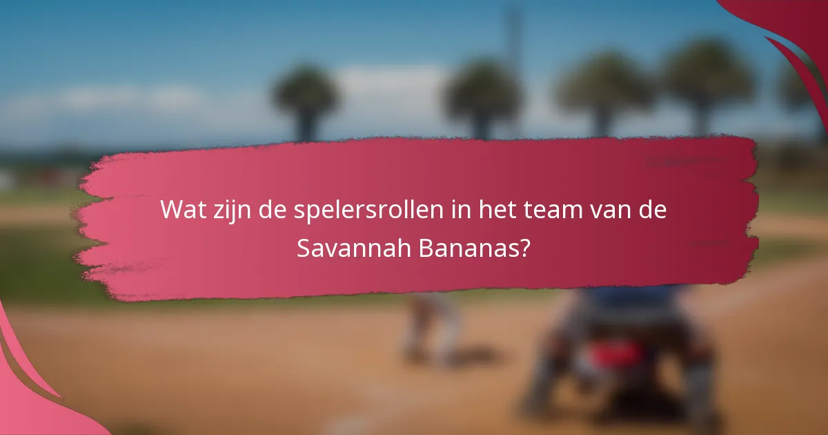 Wat zijn de spelersrollen in het team van de Savannah Bananas?